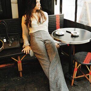 90's Y2K Wool Blend Wide Leg Tweed Trouser Pant sz S-M - Black/White